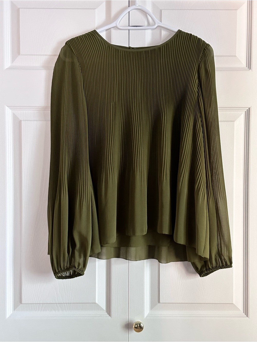 Olive Green Pleated Long-Sleeve Women's Top - Wilfred